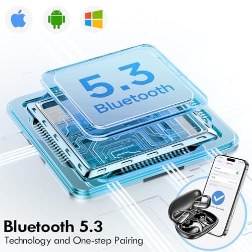 kurdene Wireless Earbuds Bluetooth Headphones Sport,Over Ear Buds with Deep Bass Sound,60Hrs Playtime Earphones Redesigned Comfort Fit with Earhooks for Running,Meeting,Workout-Black 7