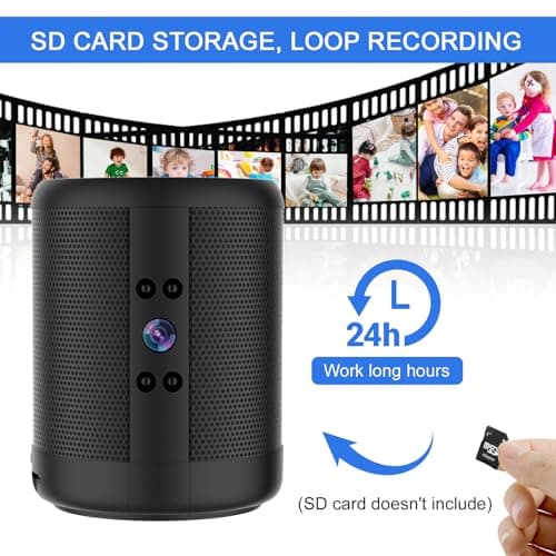 Shalapovar Bluetooth Speaker Spy Camera, Hidden Camera Speaker with Night Vision, AI Motion Detection, Real-Time Recording, Home Security & Pet Monitor 7