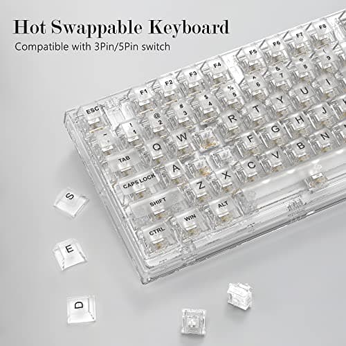 Womier 75% Percent Keyboard, Gasket Mount Mechanical Gaming Keyboard, 82 Keys Wired Custom Key Board RGB Clear Hot Swappable Pre-lubed Switch for Mac/Win (K75 White) 5