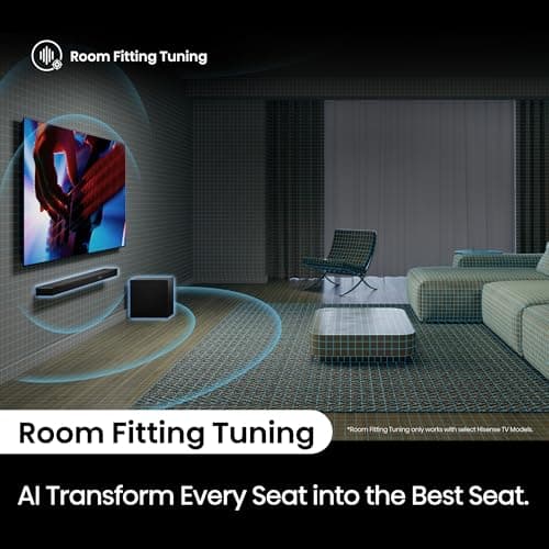 Hisense AX3120Q 3.1.2Ch Sound Bar with Wireless Subwoofer, Dolby Atmos, DTS:X, Bluetooth 5.3, Roku TV Ready, HDMI/AUX/ARC/Optical/USB, EzPlay 3.0, 7 EQ Modes, Hi Concerto, Black 6