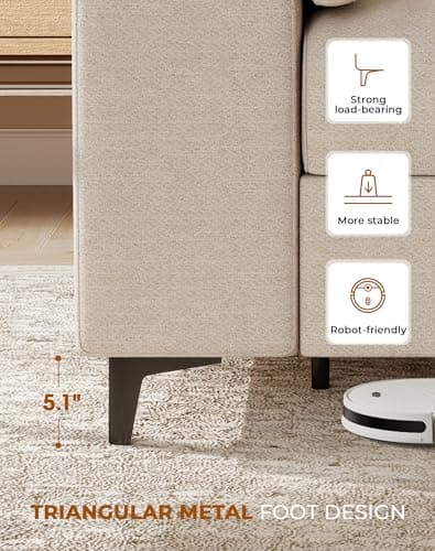 Upvilla 71.25" Modern Sofa Couch for Living Room, Deep Seat Sofas with 8”Cushion, Comfy 2-Seater Chenille Loveseat with Convertible Armrest, Removable Sofa Cover, High Leg (Beige) 8