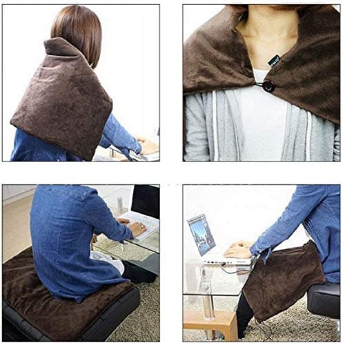 TOHMR USB Heated Blanket/Shawl/Throws, 35"X23" Flannel Heating Cushion Pad Blanket for All Occasions Including Outdoor - 3 Heat Settings and 3-Hour Auto-Off (Gray) AA 5