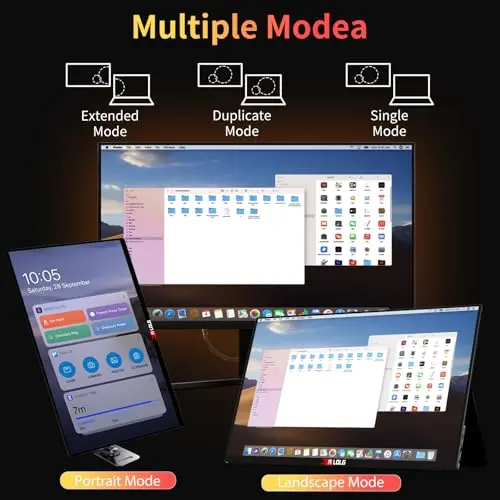 15.6''Portable Monitor for latop ,2K FHD 60HZ Laptop Monitor Screen,USB-C and HDMI Inputs, Ultra-Slim IPS Panel with HDR and Premium Smart Cover & Speakers for Laptop,PC,Phone,PS4/5,Switch,Mac,Xbox 7