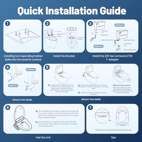 Lxlu Bidet Toilet Seat, Electric Smart Heated Toilet Seat with Instant Warm Water & Dryer, Multiple Cleaning Modes, Self-Cleaning Nozzle, Side Control, Night Light, Soft-Close Lid 8