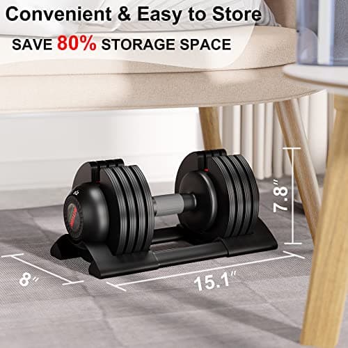 ALTLER 52LB pair Dumbbell Set with Tray for Workout Strength Training Fitness, Adjustable Weight Dial Dumbbell with Anti-Slip Handle and Weight Plate for Home Exercise 7
