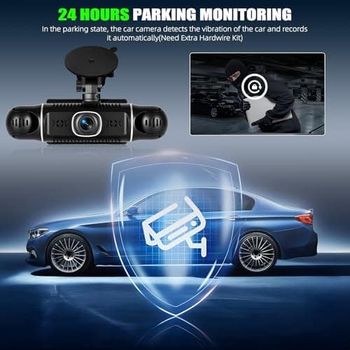 360°View 5 Channel Front and Rear Inside,3 Inch Dash Camera for Cars Car Camera with APP Control,IR Night Vision,Loop Recording,G-Sensor,Parking Assistance,24H Parking Monitor 7