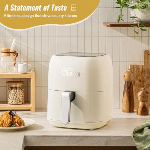 Charmi 5QT Air Fryer – Beautiful Retro Design, Stylish Countertop Look, Safe Auto Shutoff, Digital Touchscreen, 8 Cooking Presets, Digital Recipes Included(Cream White) 6