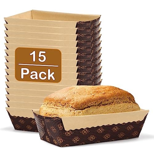 Tcucina Baking Paper Mini Loaf Pans 15 Pack Disposable, 6x2.5 IN 13 OZ Food Grade Bread Pan Liners for Microwave Oven Toaster Air Fryer, Small Meatloaf, Bundt Cake