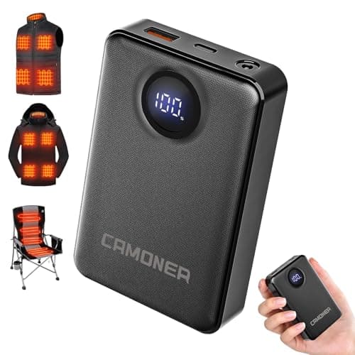 Camoner 7.4V/5V 3A 14400mAh Heated Vest Battery Pack, Power Bank for Heated Vest, Heated Jacket Battery Pack Compatible with ORORO and Venustas, TODWARM, XINSONYUELL