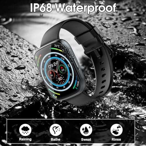 Smart Watch for Men Women(Answer/Make Calls), 1.95" HD Touch Screen Fitness Watch with Sleep Heart Rate Monitor, 110+ Sports Modes, IP68 Waterproof Activity Trackers Compatible with Android iOS, Black 6