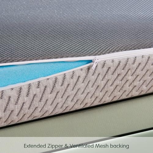 CHUN YI 2 Inch Mattress Topper Cover (Cover Only) Queen Size, Breathable Mattress Topper Protector with Zipper and Straps, Removable and Washable Foam Mattress Topper Cover 5