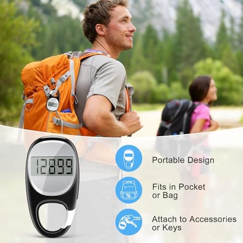 Simple Pedometer for Walking, Accurate Step Tracker with Carabiner, 3D Step Counter for Men Women Seniors - Black 5