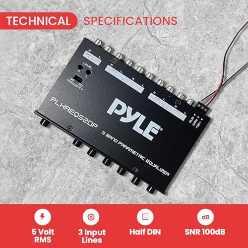 Pyle Parametric Equalizer with Subwoofer - 5 Volt RMS Pre-Amp Output with Subwoofer Gain Control, and 2 Input Sources Selectable, Red & Green Light Illumination Selector 6