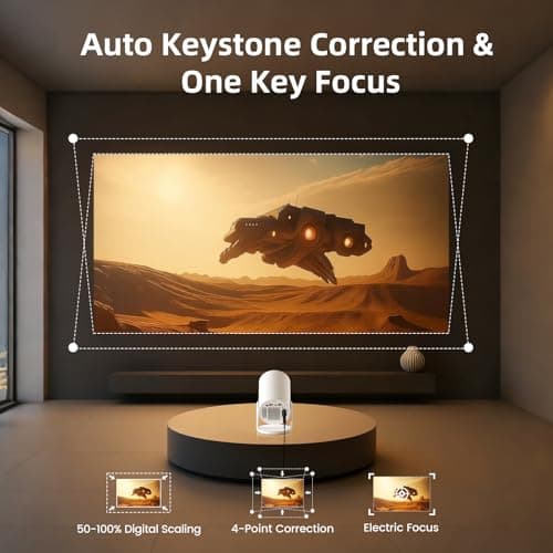 YINCODI Mini Projector with WiFi and Bluetooth [Bulit in Apps] Support 1080P, Auto Keystone, 270° Rotatable Portable Movie Projector Compatibile with Smartphone/HDMI/USB/PS5, for Home & Outdoor Use 6