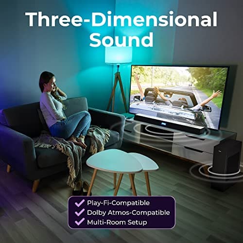 Philips Soundbar with Wireless Subwoofer, Dolby Atmos Sound bar for tv 2.1-Channel Bluetooth Surround Sound System for tv Home Theater Audio Speakers, DTS Play-Fi, Amazon Echo, Airplay 2,Compatible 5