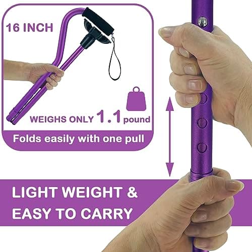 PortCanes Walking Cane for Women and Men Adjustable Folding Canes with Extra Stability Base and Offset Soft Cushioned Handle Walking Stick for Seniors (Purple_Frosted) 5
