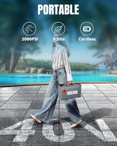 40V Cordless Pressure Washer, 2000PSI Battery Powered Pressure Washer with 2.5Ah Battery and Fast Charger, 3 Adjustable Modes, Brushless Motor, 30min Runtime for Car/Patio Cleaning (40V 2.5Ah) 2