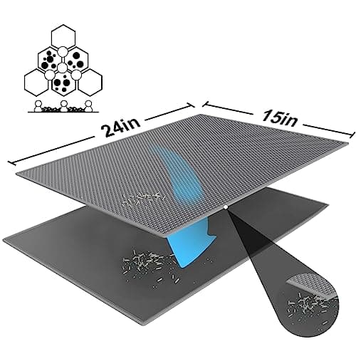 Pieviev Cat Litter Mat Double Layer Waterproof Urine Proof Trapping Mat with Upgraded 3-sided Opening Design (Gray (24x15 Inch)) 6