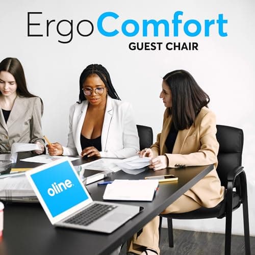 Oline Leather Guest Chair with Padded Arms, Reception Meeting Conference Waiting Room Lobby Home Desk Big and Tall Executive Office Chair, Black (1 Pack) 6