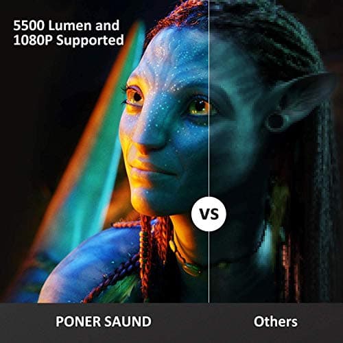 PONER SAUND Projector,2024 Upgraded Mini Projector 1080P Support Home Theater Video Projector,Compatible with USB VGA AV SD HDMI Smartphone PC Laptop PS3 PS4 5