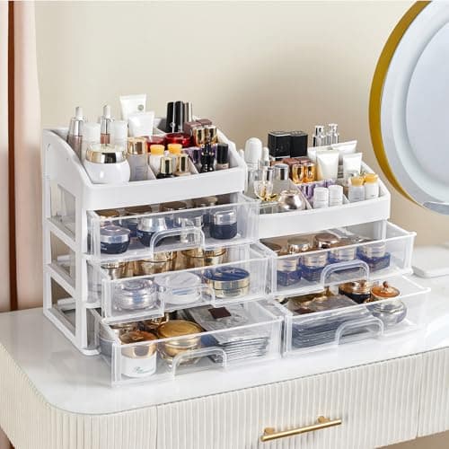 Desk Organizer with Drawers, 3 Drawers Storage Organizer, Desktop Storage Drawers for Office/School Supplies, Plastic Stationary Makeup Organizer, Desk Storage Box for Office, School, Home 6