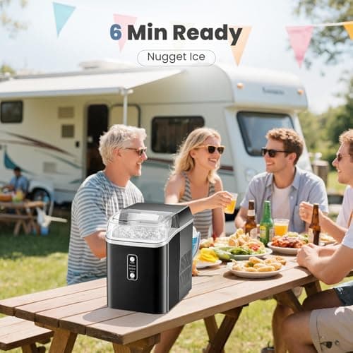 Dumos Nugget Ice Makers,Portable Ice Machine Countertop Ready in 6 Mins, 1.55L Water Tank, Self-Cleaning, for Office, Party, RV, Home, Black 7