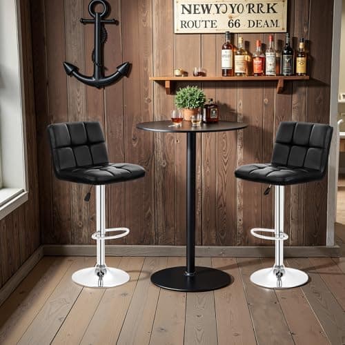 BestOffice Bar Stools Set of 2, Adjustable PU Leather Swivel Barstools, Modern Counter Stools with Back and Footrest, Counter Height Barstools for Bar, Kitchen and Dining Room 8