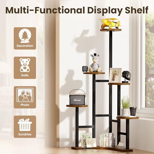 Gujiam Corner Plant Stand Indoor 6 Tiered Tall Plant Shelf 43" Multiple Potted Plant Holder Plant Tower for Living Room Balcony,Rustic Brown 5