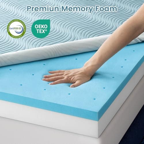 Firm Mattress Topper Queen Size, 3 Inch Cooling Extra Firm Gel Memory Foam Bed Toppers for Back Pain Relief, Mattress Pad for Back Sleepers & Spinal Alignment, CertiPUR-US Certified 7