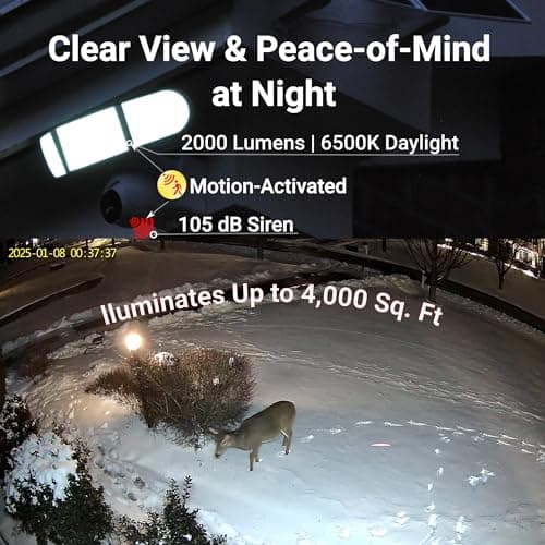 ON WATCH 24/7 Recording Solar Floodlight Security Camera Wireless Outdoor, Motion-Activated Alert/2000LM Floodlight/105dB Siren, WiFi, 2K, HD Live View/Talk, 360° Pan & Tilt, Free Local 128GB Storage 6