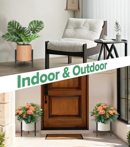 AZADESJET Plant Stand Indoor Adjustable, Metal Modern Indoor Plant Stand, Heavy Duty Plant Stands Outdoor Corner, Stable Plant Holder, Fits 8 to 12 Inches Pots, Black, 1 Pack, Pot & Plant Not Included 7