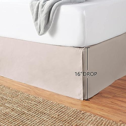 Amazon Basics Lightweight Pleated Bed Skirt, Wrinkle and Fade Resistant, Machine Washable, Queen, Taupe 5
