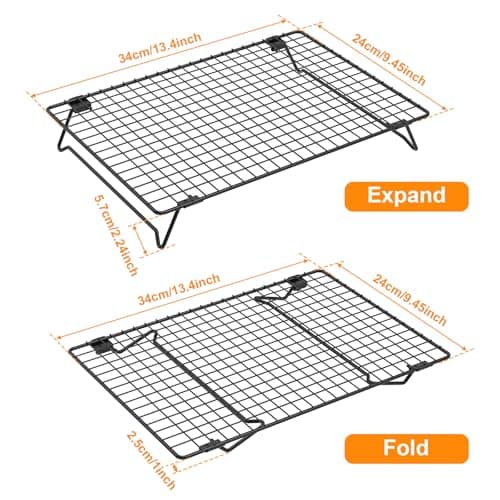 2 Pcs Cooling Racks for Cooking and Baking, 13.4x9.4inch Cookie Cooling Racks, Carbon Steel Wire Cooling Rack for Baking, Stackable Cooling Rack for Baking Cooking Cooling Roasting Making Jerky 7