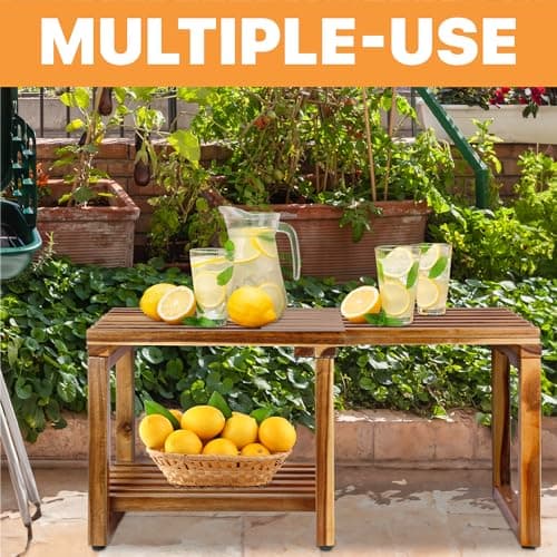 Adjustable Length 29 Inches Shower Stool Bench Chair Waterproof with Storage Shelf for Shaving Legs, Spa, Bath Seat in Bathroom, Inside Shower for Adults Seniors Elderly (Small 29 in) 6