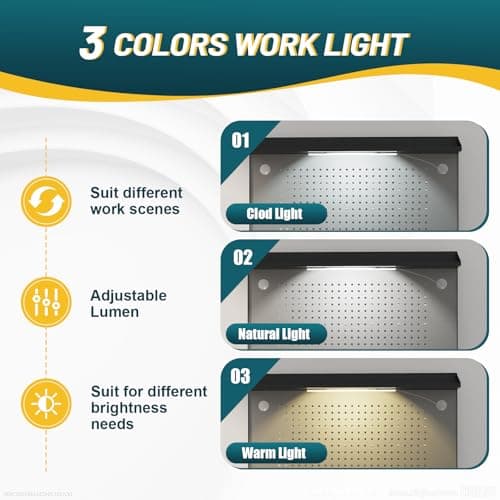 65" Heavy Duty Workbench with Drawers and Lockable Storage Cabinet- 2500 LBS Capacity Work Bench with Pegboard,Work Table with Adjustable LED Light for Garage,Workshop and Repair Shop 5