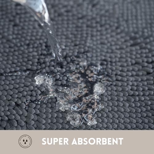 Flotstiga Bathroom Rugs Chenille, Extra Thick and Absorbent, Non-Slip, Machine Washable, Dry Quckily, Soft Cozy Plush, Used Under Shower Bathtub and Sink, Bath mat Sets 2Piece Dark Grey 6