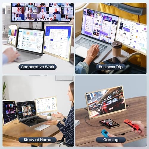 sharanix Updated Laptop Screen Extender,15.6" Portable Triple Monitor for Laptop up to 17.3" with IPS FHD 1080P Display, Detachable Laptops Extended Monitor Compatible with Mac, Wins, Dex, Chrome 7