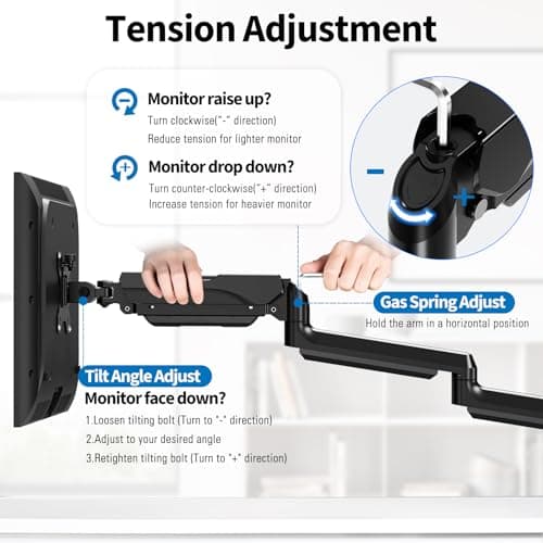 ErgoFocus Triple Monitor Desk Mount for Computer Screens up to 32", Holds up to 19.8 lbs Each, 3 Monitor Arm, Heavy Duty Stand Vesa Mount 75x75, 100x100 8