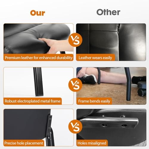 Sweetcrispy Office Reception Guest Chair No Wheels Set of 2, Leather Stationary Waiting Room Chairs with Padded Arms for Elderly Desk Conference Room Lobby Table Side Salon, Inky 5