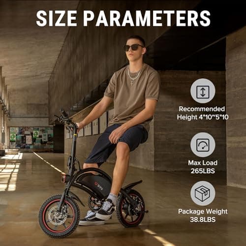 DYU Electric Bike for Adults Teens, D3F 14" Folding Electric Bicycle,Commuter City E-Bike with 250W Motor and 36V 10AH Lithium-Ion Battery,37-40miles Travel Range UL Certification 5