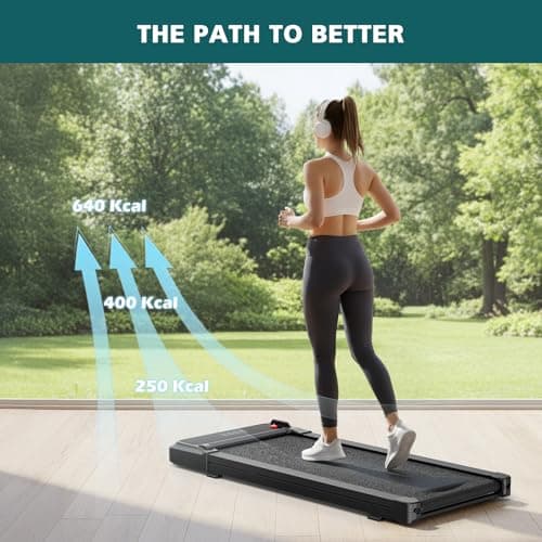 Smug Compact Armless Treadmill, Space Saving Design for Home & Office, Quiet Under Desk Walking Pad, 200 Lbs Capacity 3 in 1 Portable Walking Treadmill 9