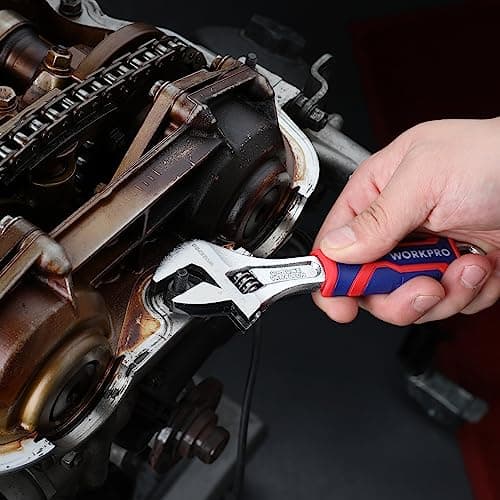 WORKPRO 6-inch Adjustable Wrench, Wide Jaw Opening Wrench with Rubber Anti-slip grip, Metric/SAE Scales, Premium Cr-V Steel, Chrome Plated 7