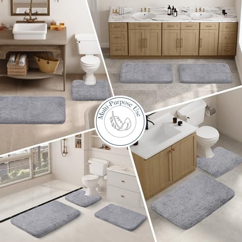 Walensee Bathroom Rug, Non Slip Bath Mat (16 x 24, Grey) Water Absorbent Soft Microfiber Shaggy Mat Machine Washable, Thick Plush Rugs for Shower 6