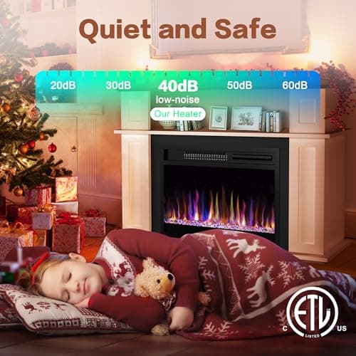 CUOZOVA 41" Electric Fireplace with Mantel, Freestanding Electric Fireplace with 23" Fireplace Insert Heater for Living Room, Remote Control, Fireplace with12 Colors Adjustable Flame, White 7