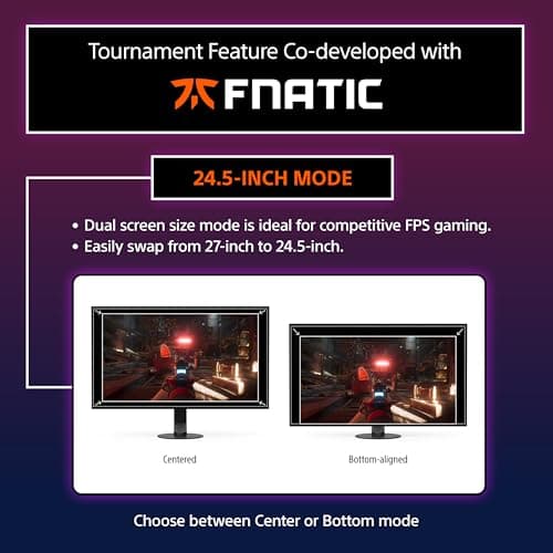 Sony INZONE M10S 27” OLED 1440p Gaming Monitor 480Hz 0.03ms, Low Profile Stand, Tournament Mode, Dual Screen Size (24.5”), G-SYNC Compatible, Anti-Glare, Custom Heatsink, 3-Year OLED Limited Warranty 5