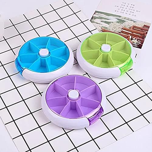 Pill Organizer Weekly 3PCS,INVODA Pill Case 7 Day 3 Times Medicine Pill Dispenser,Push Button Rotate Pill Planner with 7 Compartments (3 Group) 7