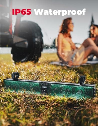 KEMIMOTO 33 inch 8 Speaker Louder UTV Sound Bar Waterproof Bluetooth, Heavy-Duty Aluminum, Music Sync Multicolor Light SXS Speakers, Soundbar for UTV Golf Cart Marine Boat with 1.75''-2.25'' Roll Bar 5