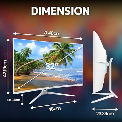CRUA 32" White Curved Monitor, 4K UHD(3840*2160P) 1500R VA Screen, 75Hz Computer Monitor Supports AMD Freesync, 120% sRGB, Built-in speakers, Blue Light Filter,Wall Mountable Installs(HDMI 2.0/DP 1.4) 6