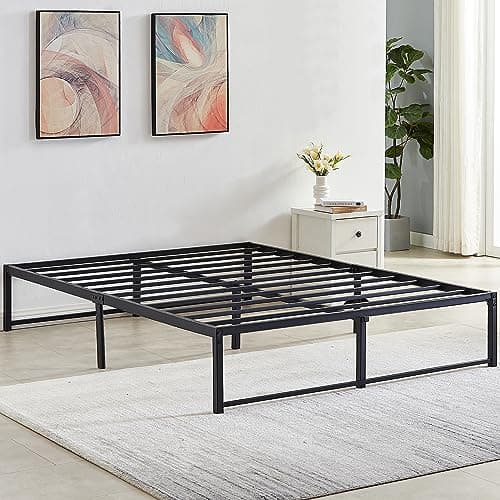 VECELO 14" High Full Bed Frame/Metal Platform Mattress Foundation/No Box Spring Needed 7