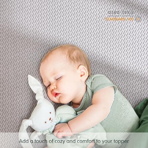 CHUN YI 2 Inch Mattress Topper Cover (Cover Only) Queen Size, Breathable Mattress Topper Protector with Zipper and Straps, Removable and Washable Foam Mattress Topper Cover 6